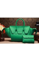 Replica Celine Luggage Phantom Original Togo Leather Bags 3052 in Green with a Clutch Bag YD VS09517