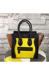 Replica Celine Micro Luggage Tote Bag Original Leather C164173 Yellow&Black&Brown VS02703