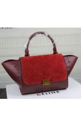 Replica Celine MINI Trapeze Bag Suede Leather CT3345 Maroon&Burgundy VS00032