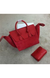 Replica Celine Tie Top Handle Bag Suede Leather C98314 Red VS02137