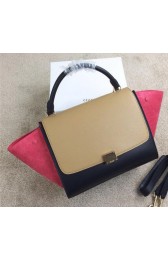 Replica Celine Trapeze Bag Suede Leather CL008 Peach&Black&Khaki VS04037