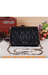 Replica Cheap miu miu Matelasse Leather Flap Shoulder Bag BL083 Black VS09777