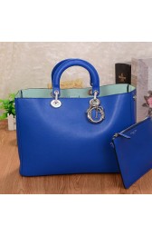 Replica Dior Diorissimo Bag in Smooth Calfskin Leather V801 Blue VS08306