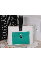 Replica Dior Pocket Tote Bag Original Leather D0328 White&Green VS01682