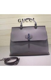 Replica Gucci Bamboo Daily Leather Top Handle Bag Grey 370830 VS04175