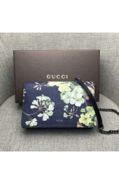 Replica Gucci Blooms Leather Chain Wallet 410114 Black VS02693