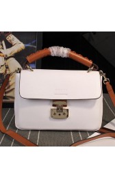 Replica Gucci Clafskin Leather Top Shoulder Bag 387652 White VS04864
