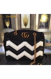 Replica Gucci GG Marmont matelasse tote Bag Black and White Original Leather 443501 VS06609