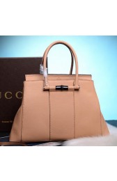 Replica Gucci Lady Bamboo Leather Top Handle Bag 370815 Apricot VS03758