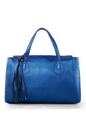 Replica Gucci Original Leather Lady Tassel Tote Bag 354476 Blue VS02730