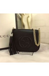 Replica Gucci Soho Leather Chain Shoulder Bag Black 323190 VS00249