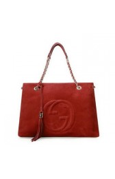 Replica Gucci Soho Medium Tote Bag Suede Leather 308982 Maroon VS09122