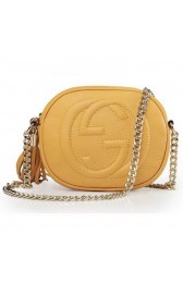 Replica Gucci Soho Original Leather mini Chain Bag 353965 Yellow VS02602