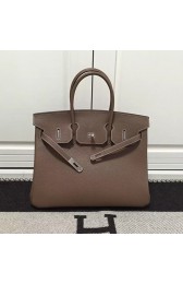 Replica Hermes Birkin 35 Tote Bag in Coffee Togo Leather Silver Hardware HB1210 VS06734