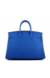 Replica Hermes Birkin 35CM Tote Bag Blue Grainy Leather H-35 Gold VS02762