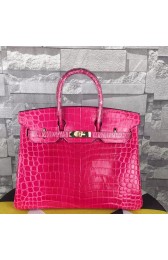 Replica Hermes Birkin 35CM Tote Bag Rose Crocodile Leather B06222 VS09434