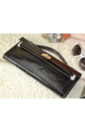 Replica Hermes Kelly Clutch Bag Croco Leather K31 Black VS00286