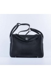 Replica Hermes Lindy 30CM Grainy Leather Shoulder Bag H6207 Black VS08170