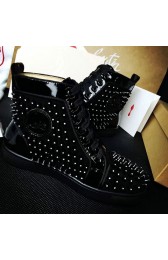 Replica High Quality Christian Louboutin Louis Spikes Flat Black Patent Leather CL1240 VS08217