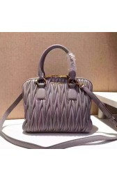 Replica Hot Miu Miu Matelassse Nappa Leather Top Handle Bag Grey 5BB004 VS05631