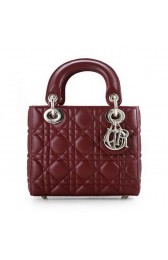 Replica Lady Dior Bag Nano Bag Burgundy Original Leather D44552 Gold VS01681