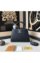Replica Louis Vuitton Taurillon Leather Capucines PM Black and Green M42237 VS06829