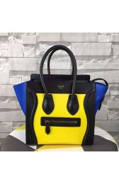 Replica Luxury Celine Micro Luggage Tote Bag Original Leather C164173 Yellow&Black&Blue VS07939