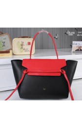 Replica Luxury Celine Small Belt Bag Original Ferrari Leather C3397 Black&Red VS03863