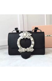 Replica Miu Miu Crystal Goat Leather Shoulder Bag Black 5BH609 VS09301