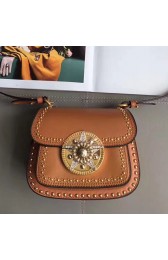 Replica Miu Miu Goat Leather Shoulder Bag Brown 5BD030 VS02642