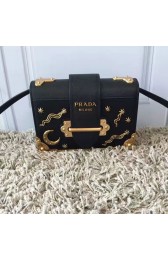 Replica Prada Cahier Bag Black with Star and Moon Appliques 1BD057 VS00082