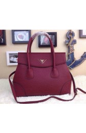 Replica Prada Calfskin Leather Top Handle Bag in Purplish Red Fug VS01503