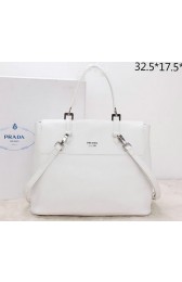 Replica Prada Calfskin Leather Tote Bag BN2789 White VS07336