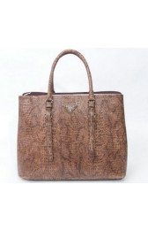 Replica Prada Croco Leather Tote Bag BN2820 Brown VS08798
