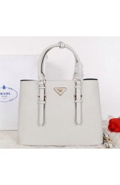 Replica Prada Grainy Cuir Leather Tote Bag BN2821 OffWhite VS06124