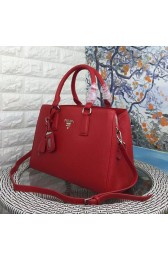 Replica Prada Litchi Leather Double Tote Bag Red BN2970 VS00515