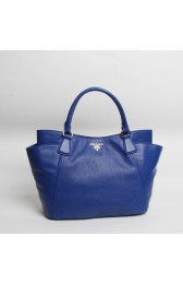 Replica Prada Original Calfskin Leather Tote BN2435 in Blue XZ VS06455
