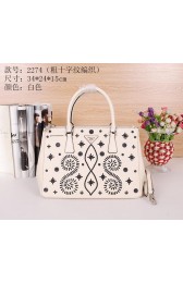 Replica Prada Saffiano Embroidered Tote Bag B2274 White VS04727