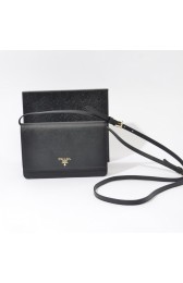 Replica Prada Saffiano Leather Crossbody Wallet Bag 1M1361 in Black with Gold Hardware XZ VS02378