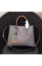 Replica Prada Saffiano Leather Double Tote Bag Grey 1BG887 VS06317