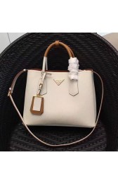 Replica Prada Saffiano Leather Double Tote Bag Offwhite 1BG887 VS03938