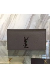 Replica Saint Laurent Cassandre Grained Clutch Bag Grey Y230320 VS07598