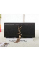 Replica Saint Laurent Classic Monogramme Tassel Cannage Pattern Clutch Y5485 Black VS06512