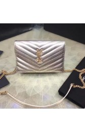 Replica Saint Laurent Envelope Chain Wallet in Gold Grained Calfskin 201120 VS06284