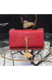 Replica Saint Laurent Medium Kate Monogram Tassel Croco Leather Shoulder Bag Red Y121230 VS01738