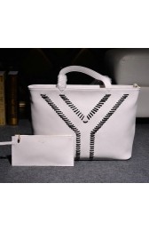 Replica Saint Laurent Original Grainy Leather Tote Bag Y7138 White VS00634