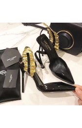 Replica Saint Laurent Patent Leather Sandals Gold Y080203 VS07139