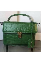 Replica SAINT LAURENT Structured Top Handle Bag Croco Leather YSL5569 Green VS07851