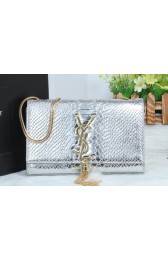 Replica YSL Monogramme Cross-body Shoulder Bag Croco Leather Y311218 Silver VS00160