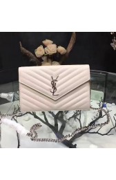 Saint Laurent Beige Grained Matelasse Leather Chain Wallet Y221220 VS06137